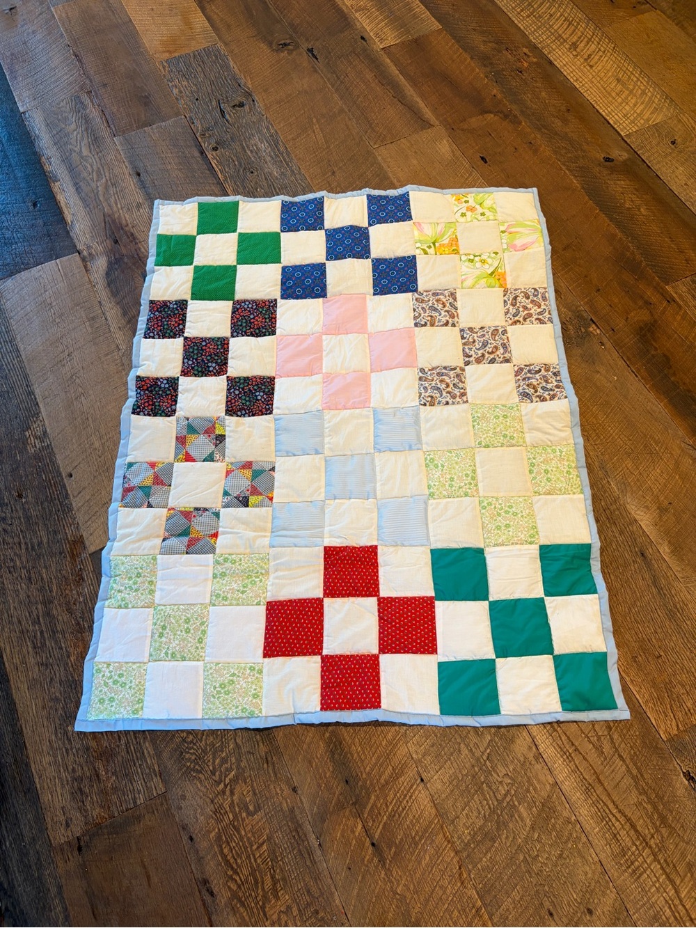 Handmade Patchwork Quilt - Multicolor Checkerboard